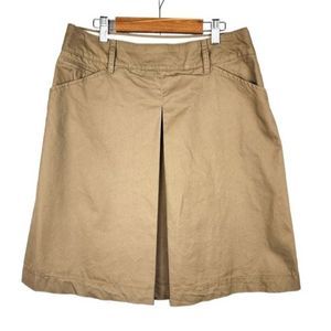 MNG By Mango Skirt Women's Size 10 TAN Cotton A-Line Knee Length Pleated